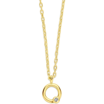 collier cirkel en diamant 001ct h si 43 - 45 cm 14K geelgoud