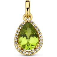 hanger peridot en diamant 007ct h si halo 14K geelgoud