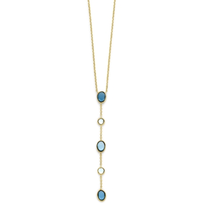 collier london blue en blauw topaas 45 - 47 cm 14K geelgoud
