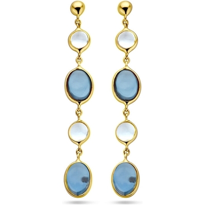 oorhangers london blue en blauw topaas 14K geelgoud
