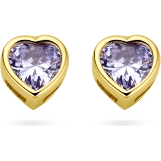 885980 14k gouden oorknopjes hartje met geboortesteen juni