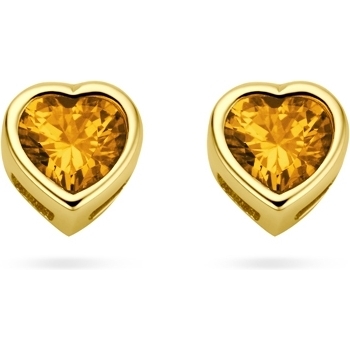 oorknoppen hart met zirkonia geboortesteen 14K geelgoud