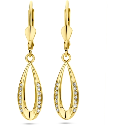 oorhangers zirkonia brisur haak 14K geelgoud