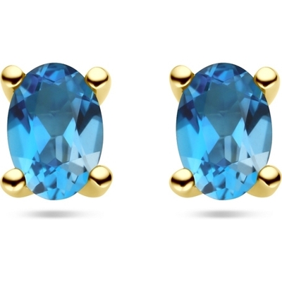 oorknoppen london blue topaas 14K geelgoud