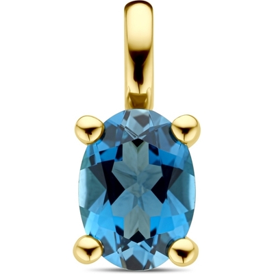 hanger london blue topaas 12 mm 14K geelgoud