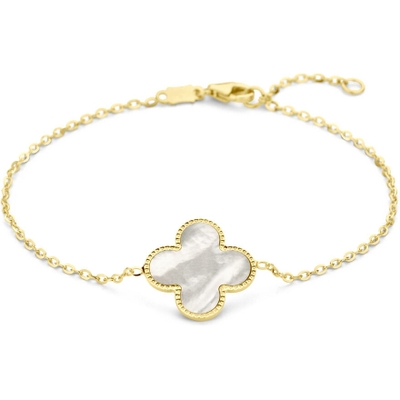 Treasure Collection 883923 14k gouden armband met klavertje parelmoer