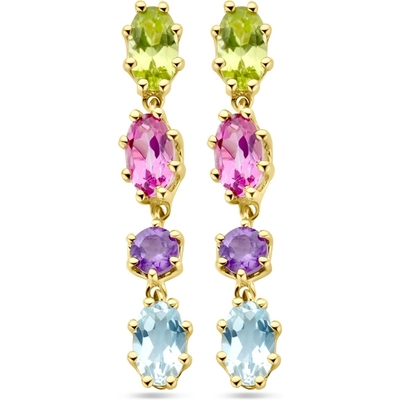 oorhangers natuurlijke kleurstenen 14K geelgoud