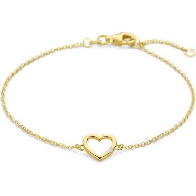 armband hart en diamant 17 2 cm 001ct h si 14K geelgoud