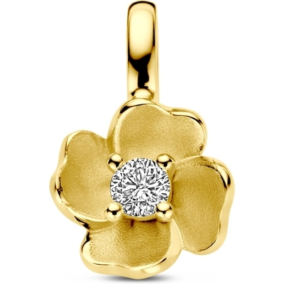 hanger bloem en diamant 010ct h si 14K geelgoud