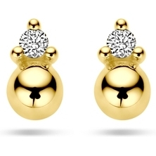 oorknoppen bol diamant 002ct 2x 001ct h p1 14K geelgoud