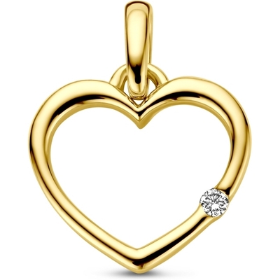 hanger hart en diamant 001ct h p1 14K geelgoud
