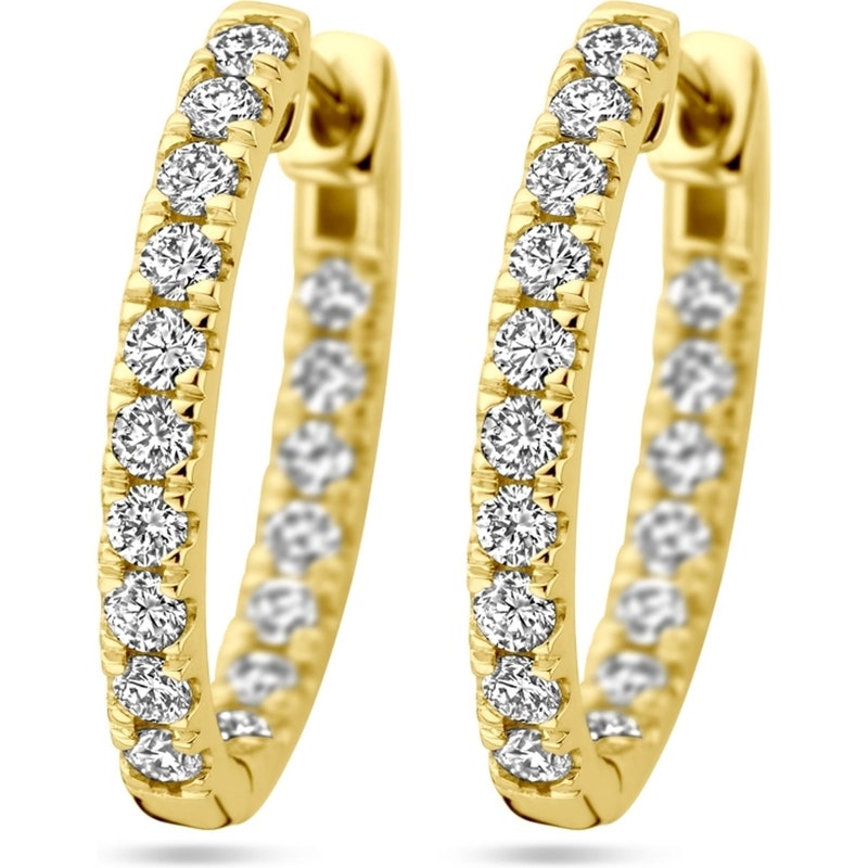 884067 14k gouden klapcreolen met 0,96 ct lab grown diamant