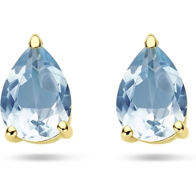oorknoppen blauw topaas 14K geelgoud