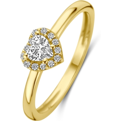 884478 14k gouden ring met hart zirkonia halo