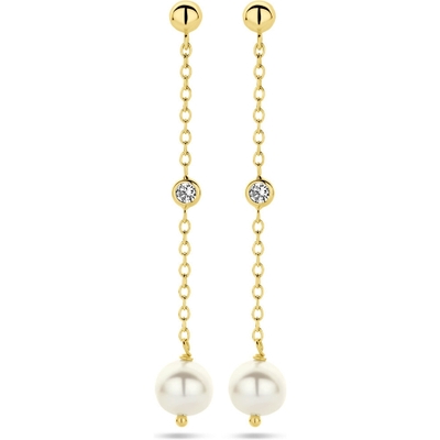 oorhangers parel zirkonia 14K geelgoud