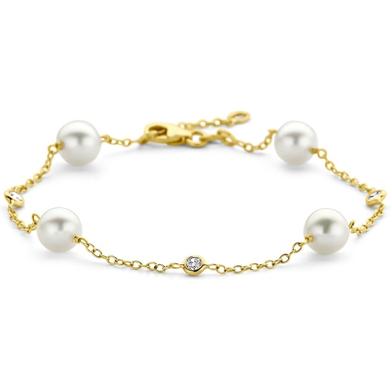 Treasure Collection 883938 14k gouden armband met parel en zirkonia