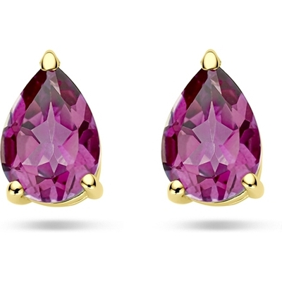 oorknoppen roze topaas 14K geelgoud