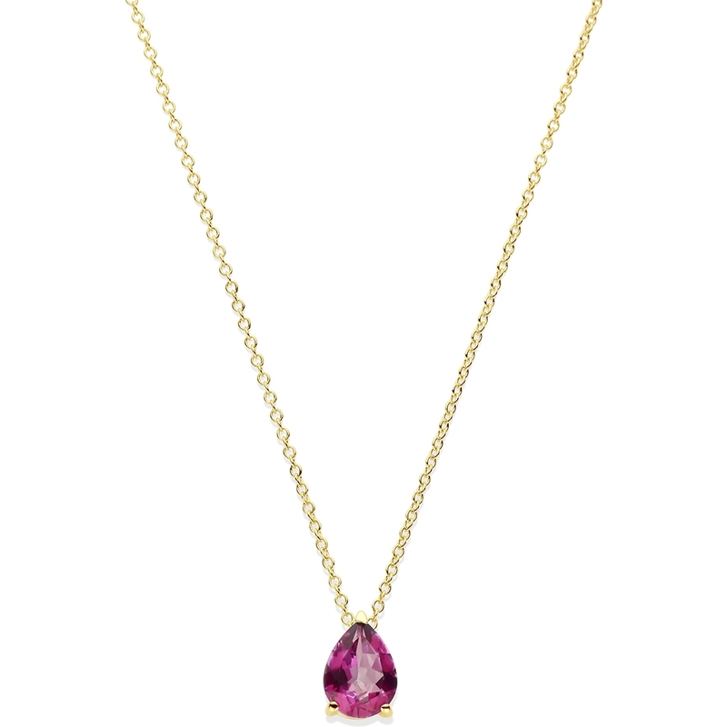 885143 14k gouden ketting met roze topaas 42-44 cm