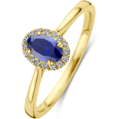 884461 14k gouden ring met lab grown saffier en diamant