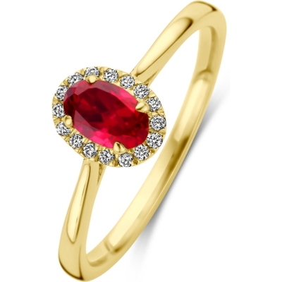 884462 14k gouden ring met lab grown robijn en diamant