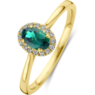 884463 14k gouden ring met lab grown smaragd en diamant