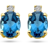 oorknoppen london blue topaas en diamant 004ct 2x 002ct h si 14K geelgoud