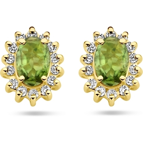 THOJ3784 14k gouden oorknopjes toermalijn en 0,22 ct diamant