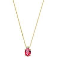 collier roze topaas en diamant 40 - 42 - 44 cm 002ct h si 14K geelgoud