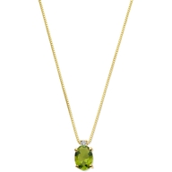collier toermalijn en diamant 40 - 42 - 44 cm 002ct h si 14K geelgoud