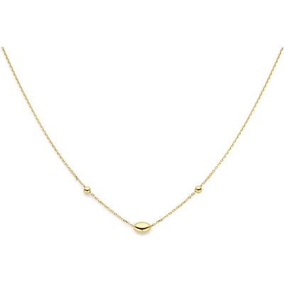 collier ovaaltje en bolletjes 41 - 43 - 45 cm 14K geelgoud
