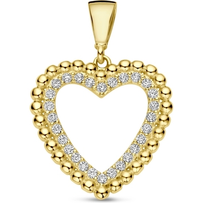 hanger hartje zirkonia 14K geelgoud