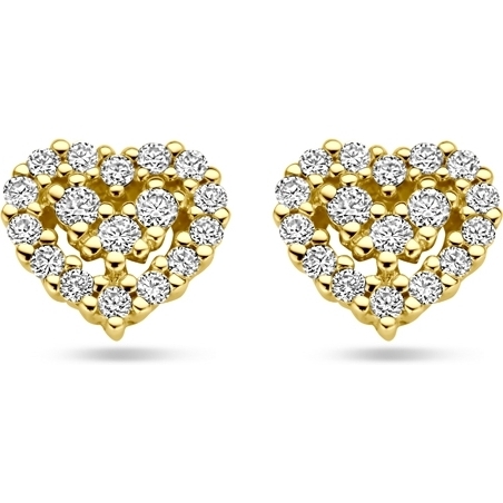 THOJ3870 14k gouden oorknopjes hartje met 0,16 ct diamant