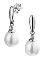 oorhangers parel en zirkonia 14K witgoud