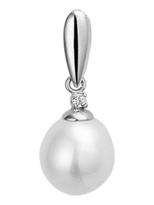 hanger parel en zirkonia 14 x 85 mm 14K witgoud