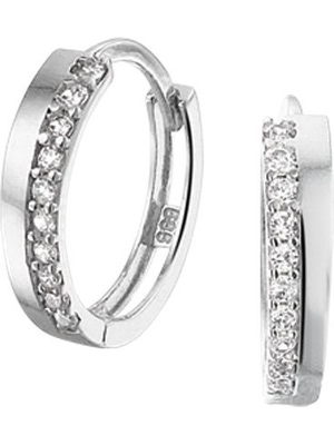 klapoorringen zirkonia 14K witgoud