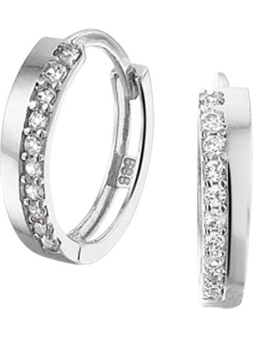 Treasure Collection TC-23343 14 karaat witgouden creolen met zirkonia 12 mm