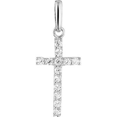 hanger kruis zirkonia 14K witgoud