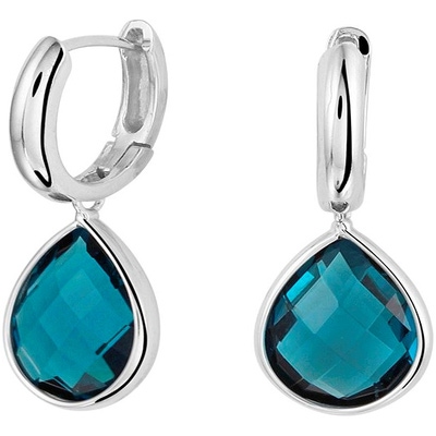 klapoorringen london blue kwarts 14K witgoud