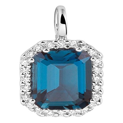 hanger london blue topaas en diamant 010ct h si 14K witgoud