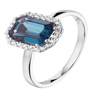 The House Of Jewels THOJ1397 14 karaat witgouden topaas ring met 0,10 ct diamant