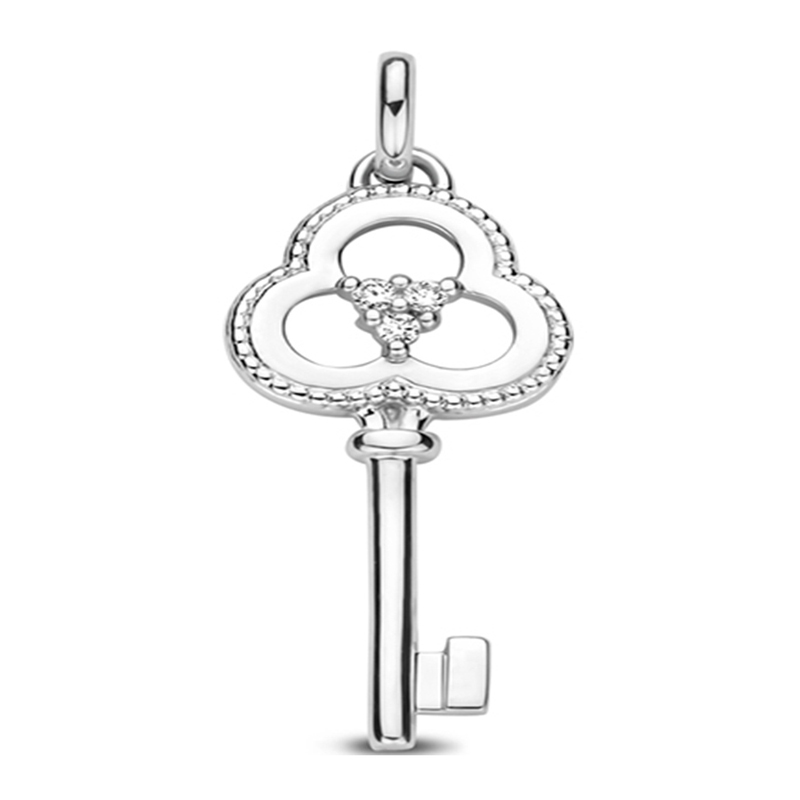 Treasure Collection N100 14k witgouden hanger sleutel met 0,02 ct diamant