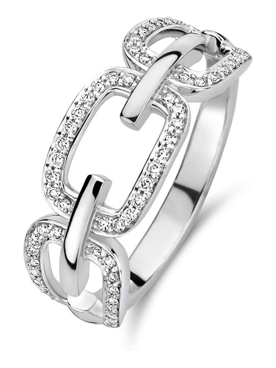 Treasure Collection N020 14k witgouden ring schakels met 0,20 ct diamant