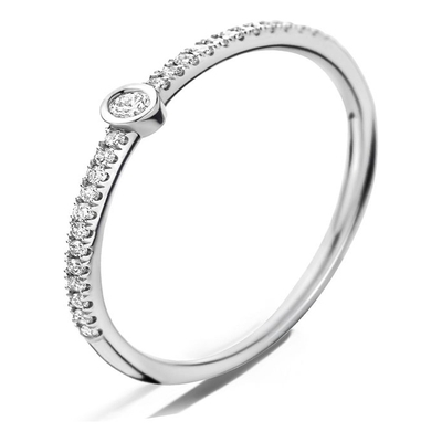 Treasure Collection N124 14 karaat witgouden ring met 0,12 ct diamant