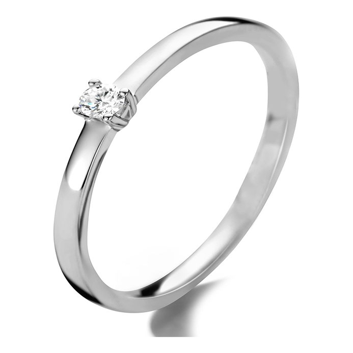 Treasure Collection N075 14 karaat witgouden ring met 0,05 ct diamant