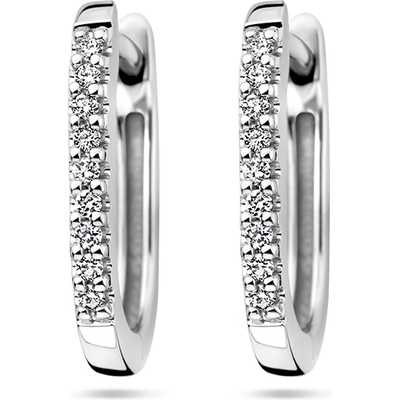 klapoorringen paperclip  diamant h si 14K witgoud