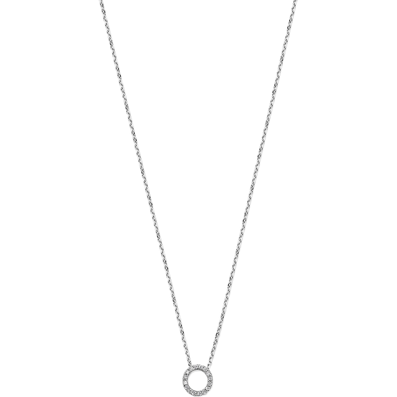 885163 14k witgouden ketting met cirkel 0,08 ct diamant