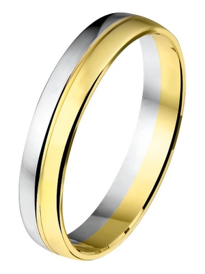 Treasure Collection A406 Amorio 14 karaat bicolor gouden trouwring 4 mm