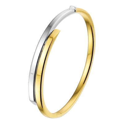 bangle scharnier vlakke buis 6 x 60 mm 14K bicolor goud geelwit