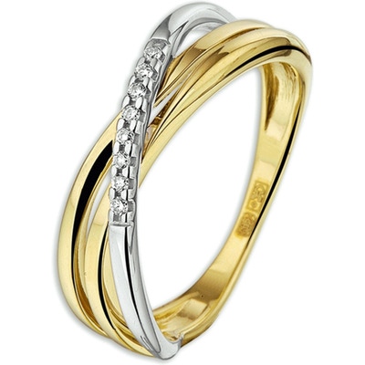 Treasure Collection THOJ1823 14k bicolor gouden ring met 0,04 ct diamant