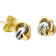 oorknoppen knoop 14K bicolor goud geelwit